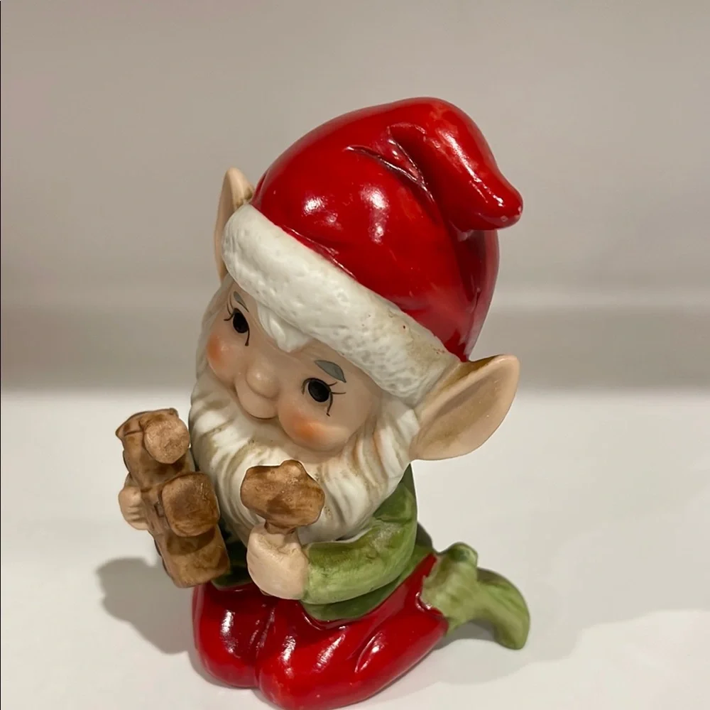 Vintage 1960's Homco, Santa's Workshop Elf Making a Train #5406